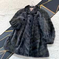 Michel Klein Dyed Mink Blue Fur Coat Free Size Equivalent to XL Women’s Vintage