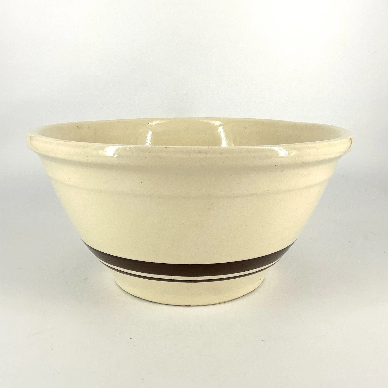 Vintage McCoy Pottery Mixing Bowl Oven Ware #10 Stoneware Brown Stripes