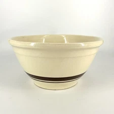 Vintage McCoy Pottery Mixing Bowl Oven Ware #10 Stoneware Brown Stripes