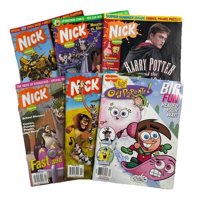 Set of 6 NICKELODEON Magazine 2008/9 Issues Odd Parents! Madagascar Harry Potter