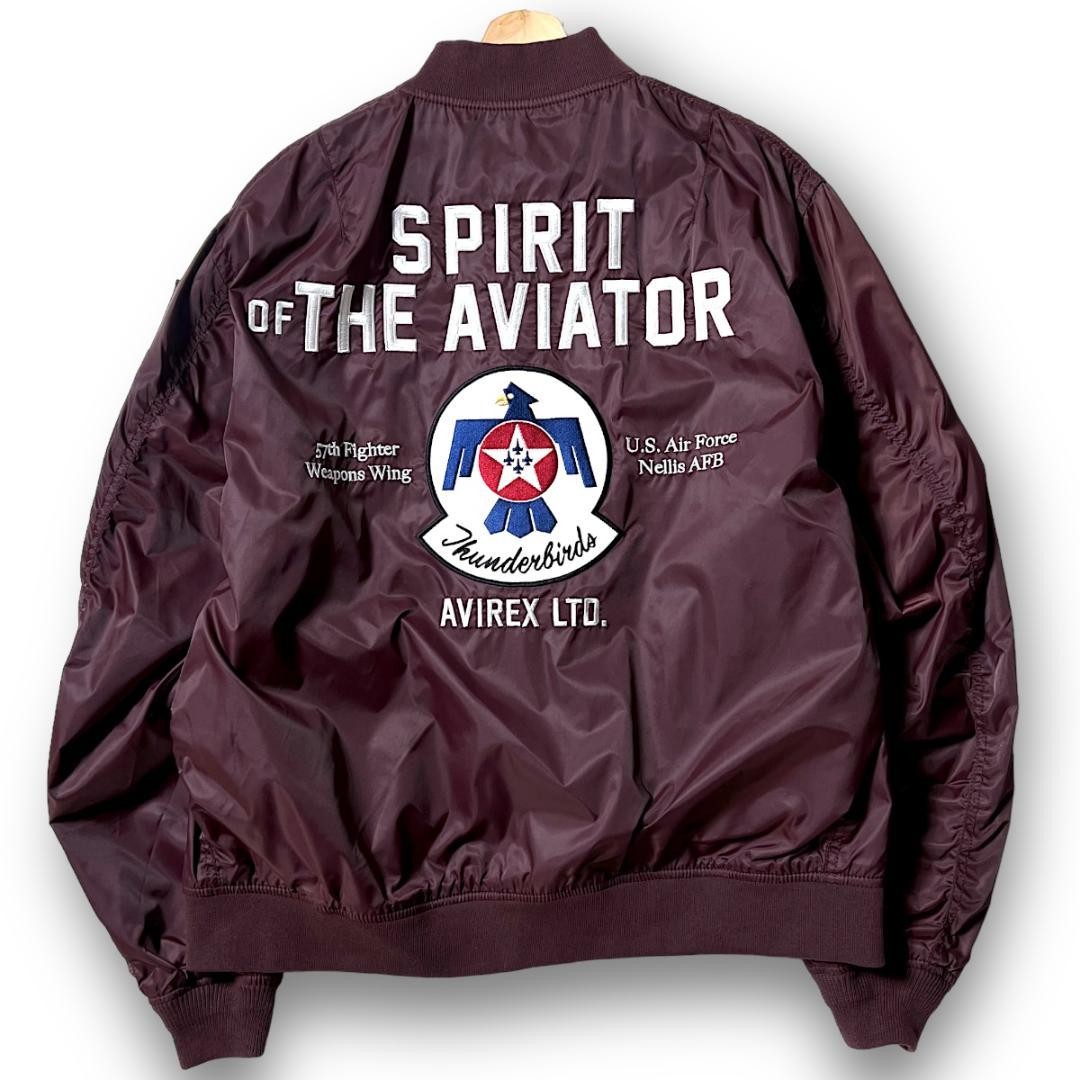 AVIREX UTILITY MA-1 Bomber Flight Jacket L Burgundy Width 59.5cm