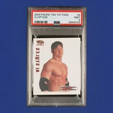 PSA 9 2004 AJ Styles Pacific TNA #9 Rookie Tattoos WWE Wrestling Phenomenal Card
