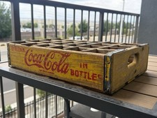 1960’s Coca-Cola Vintage Wooden Bottle Carrier Caddy w/ Dividers Yellow Red