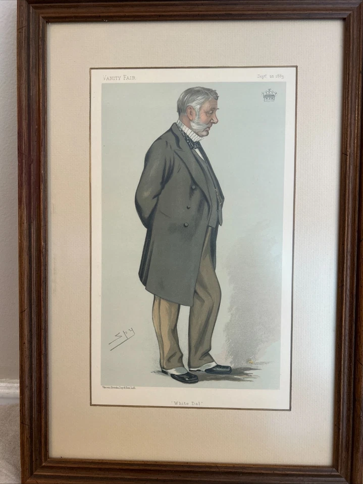 PAR DE ARTE SÁTIRA BRITÁNICO "ESPÍA" CABALLERO ESTILO FERIA VANITY ENMARCADO Foto 3 de 4