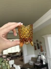 Vintage Fenton Amber Hobnail Footed Toothpick Holder