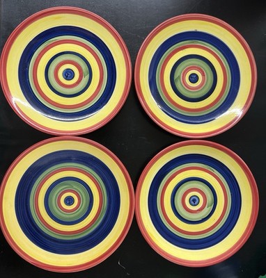 Tabletops Unlimited Swirl Multicolor Salad Plates ~ 8.125 Inches Set of 4 ￼