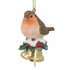 Christmas Tree Decoration Gisela Graham Robin Garden Bird Bells Hanging Ornament