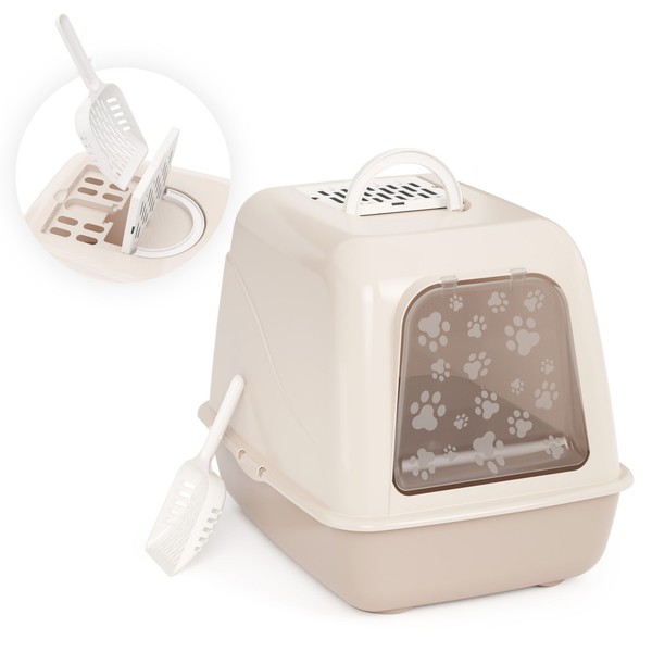 Schalentoilette Katzentoilette Mit Reinigungssieb Katzenklo Groß Beige-image