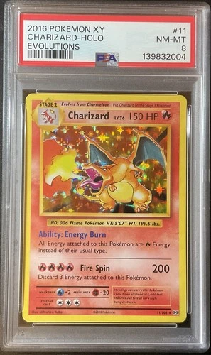 Pokemon Card- PSA 8 Charizard 11/108 2016 XY Evolutions Holo Rare