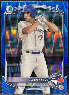 Sean Keys 2025 Bowman Chrome 1st Blue RayWave/150 Blue Jay Color Match Call Up