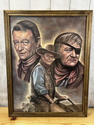 Vintage John Wayne Collage Painting by Artist Debra Colburn Rouen