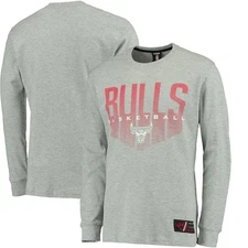 NEW NBA Chicago Bulls UNK Promo Core Long Sleeve Henley T-Shirt Gray Mens M
