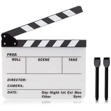 ALLZEDREAM Acrylic Directors Clapboard Film Clapper Board Cut Action White
