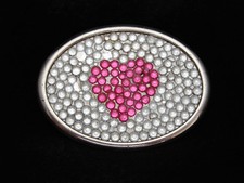 PA07151 REALLY NICE  CRYSTAL HEART DESIGN  ART FASHION DESIGN BELT BUCKLE