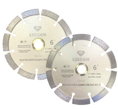 (2 Pack) ADLSS 6 inch Dry or Wet Cutting General Purpose Power Saw Segmented ...