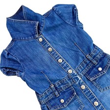 VTG Old Navy Toddler Girl Denim Button Dress 2T Sleeveless Pockets Y2K