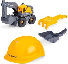 Dickie Toys Volvo Tough Excavator Baustellen Set Bagger Helm Zubehör 4 tlg