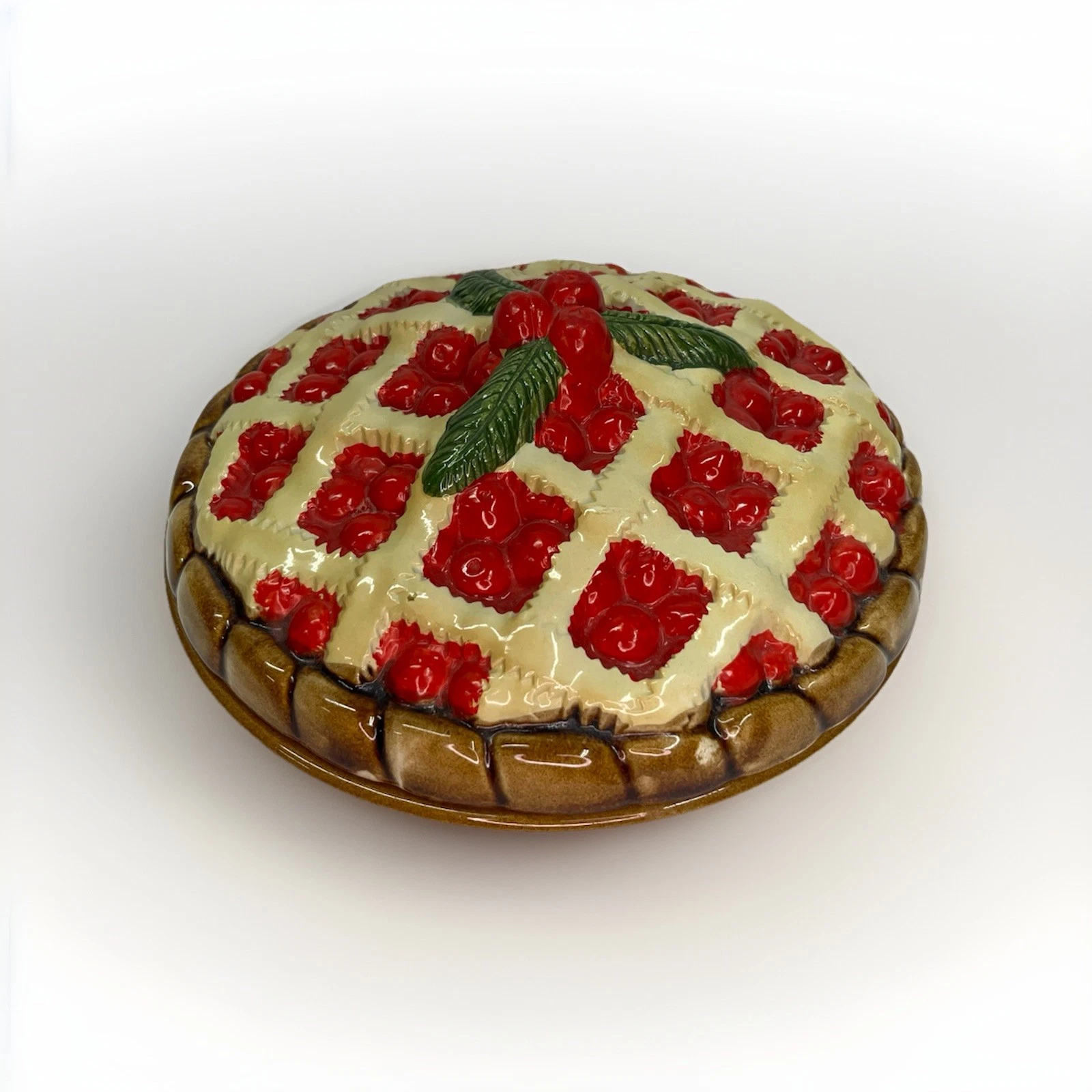 Cherry Pie Dish W/Lid 11" Over & Back Inc Made in Portugal Ceramic Heavy VTG VG
Opens in a new windo