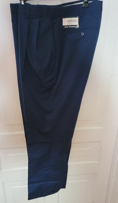 NEW NOS VTG Norm Thompson 38/31 Navy Blue Pleated Dress Pants Cuffs Deadstock