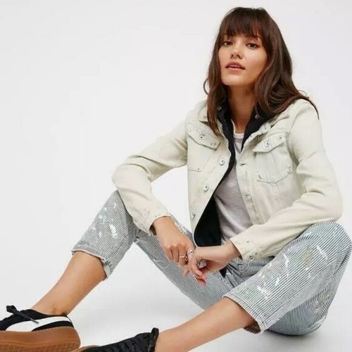Free People Distressed Denim Jacket 