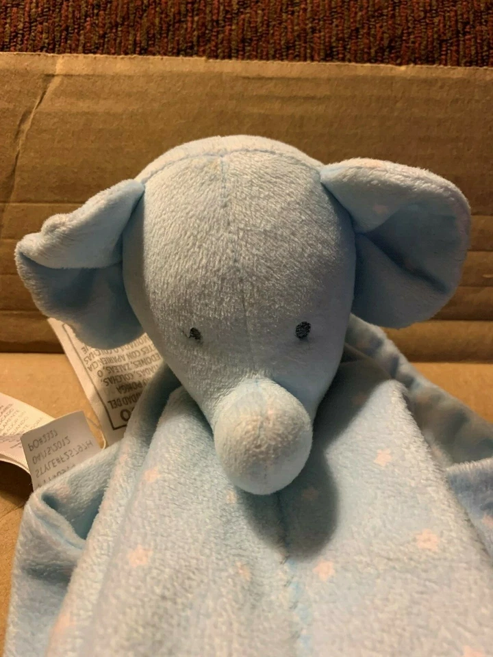 Manta de seguridad Child of Mine Carters elefante Lovey azul blanco lunares estrellas Foto 2 de 4