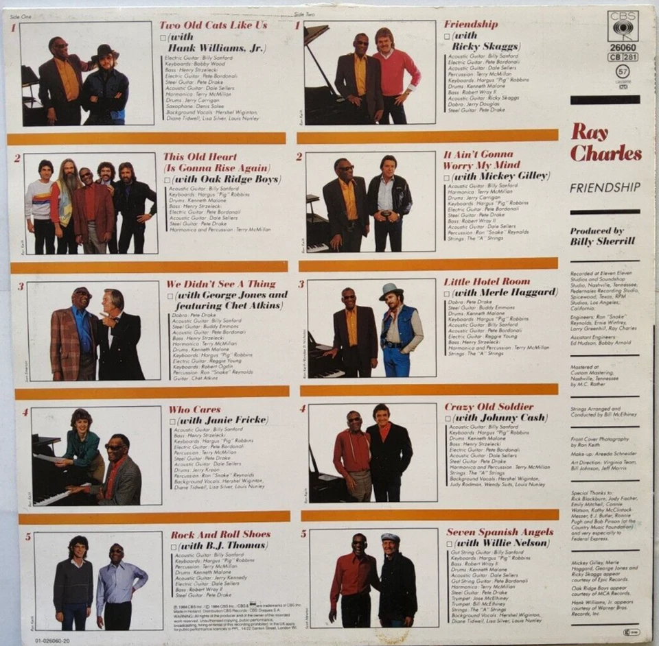Ray Charles - Friendship (feat. Johnny Cash/Willie Nelson) LP Album vinyl record Foto 4 de 4
