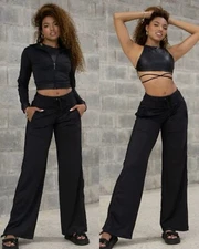 Colombian Brazilian Women’s 3pc Set Pants Polyester Semi Rigid Top Jacket S M L