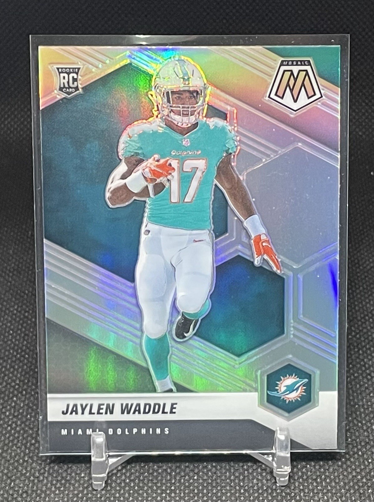 2021 Panini Mosaic Jaylen Waddle Rookie RC Silver Prizm #308 Dolphins