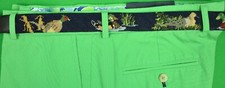 Hand-Needlepoint Navy Belt w/ Duck Decoy Motif Sz: 37W