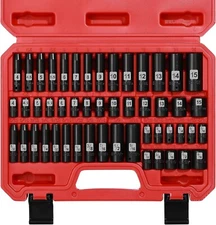 1/4" Drive Impact Socket Set, 50-Piece, SAE (5/32 to 9/16 inch) and Metric (4-15