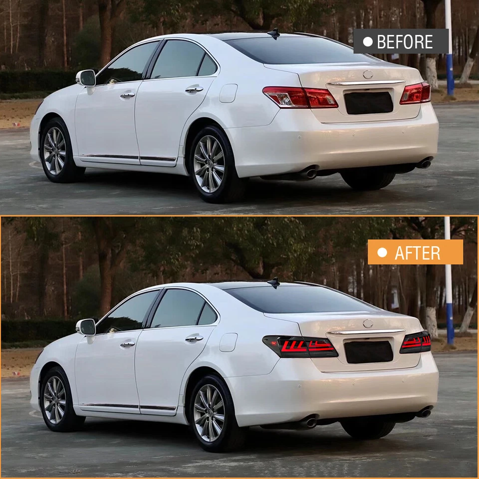 LED Tail Lights for 2007-2012 LEXUS ES350 Black Sequential Animation Rear Lamps - Image 3 of 4