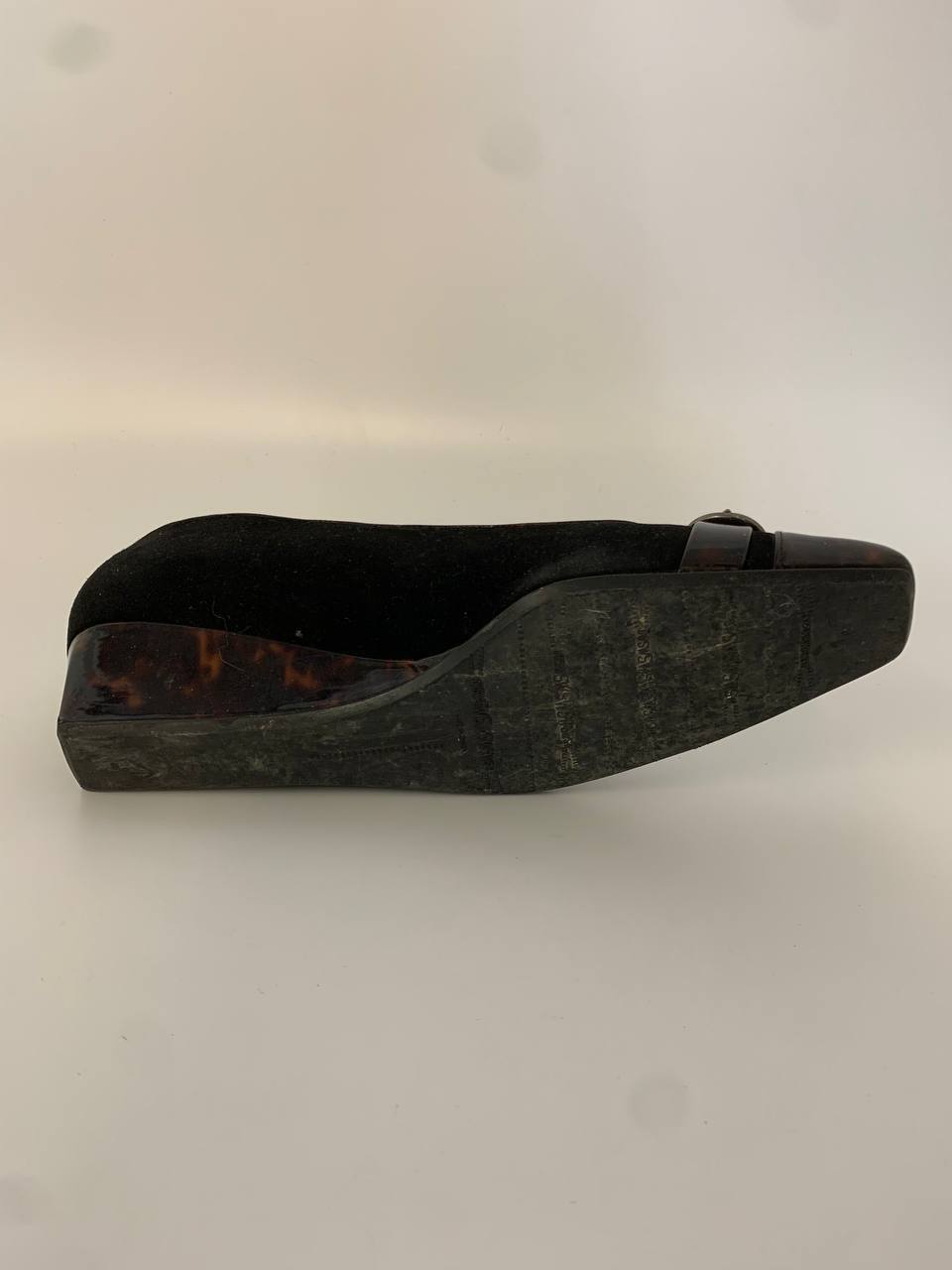 Russell & Bromley Shoes Size 7.5 Black Suede Wedge Court Shoes EU 40.5