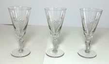 Vintage 2 oz. Cordial Glasses Etched Glass Stem Set of 3, Star Design 4.5" Clear