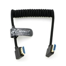 8K HDMI 2.1 High-Speed Braided Coiled Cable Left to Right Angle for Atomos SYNC