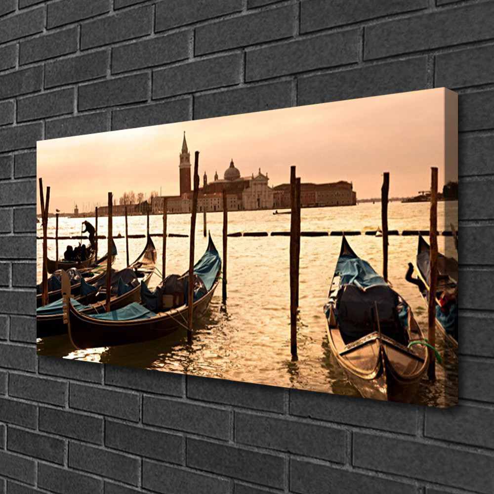 Tableau sur toile mer et bateaux 100x50 cm décoration murale pour salon