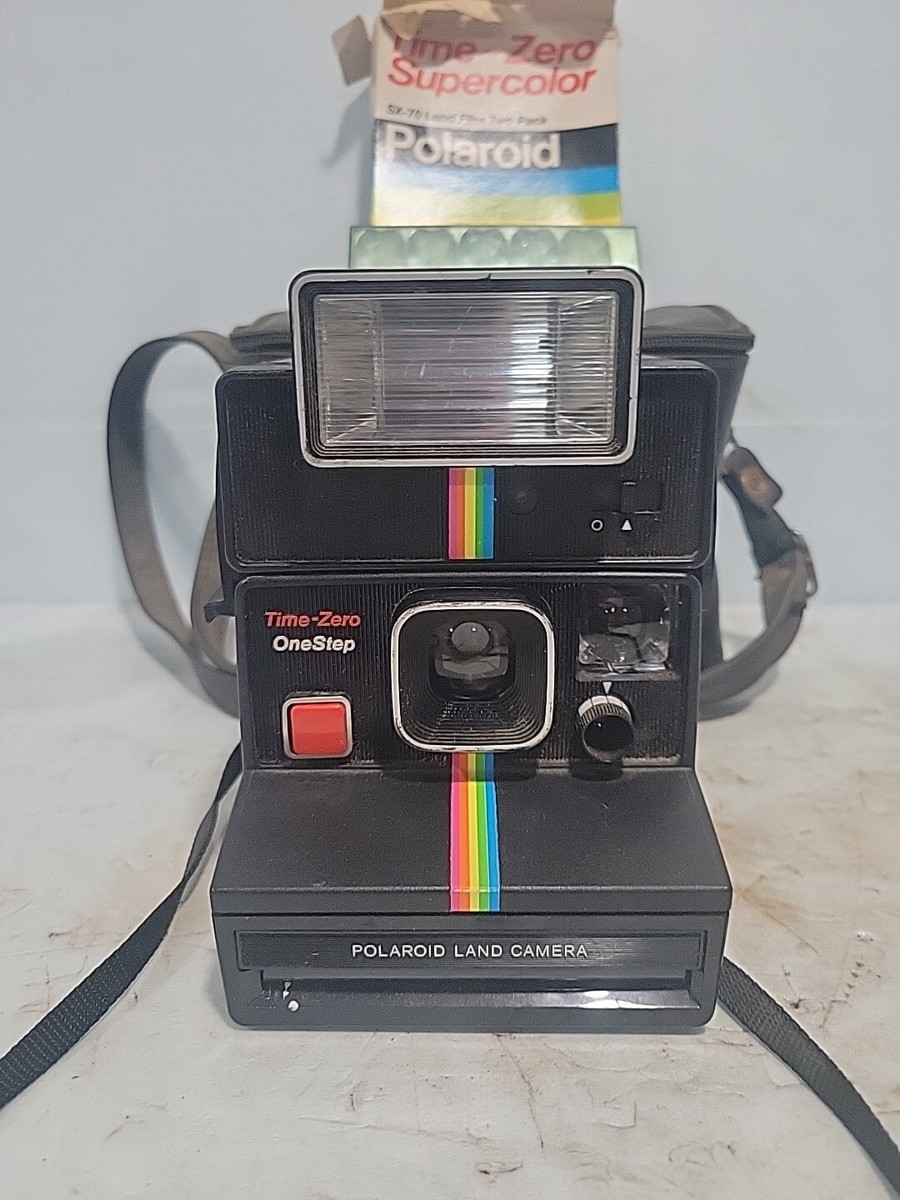 Vintage Polaroid OneStep Time-Zero Rainbow Stripe Camera with Q