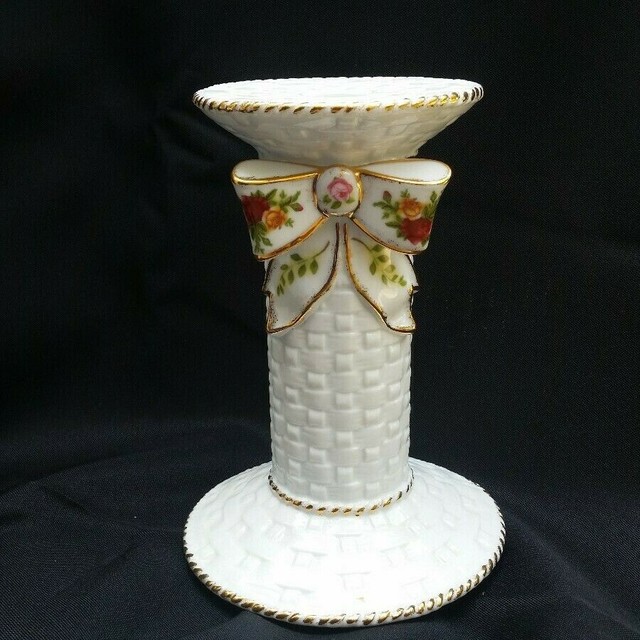Royal Doulton Old Country Roses basket weave candle holder. eBay