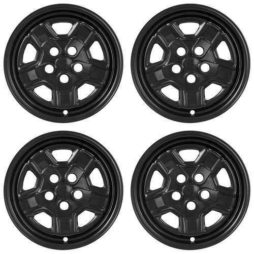 16" Black Wheel Skins Hub Caps 5 Spoke Covers Simulators for 0717 Jeep