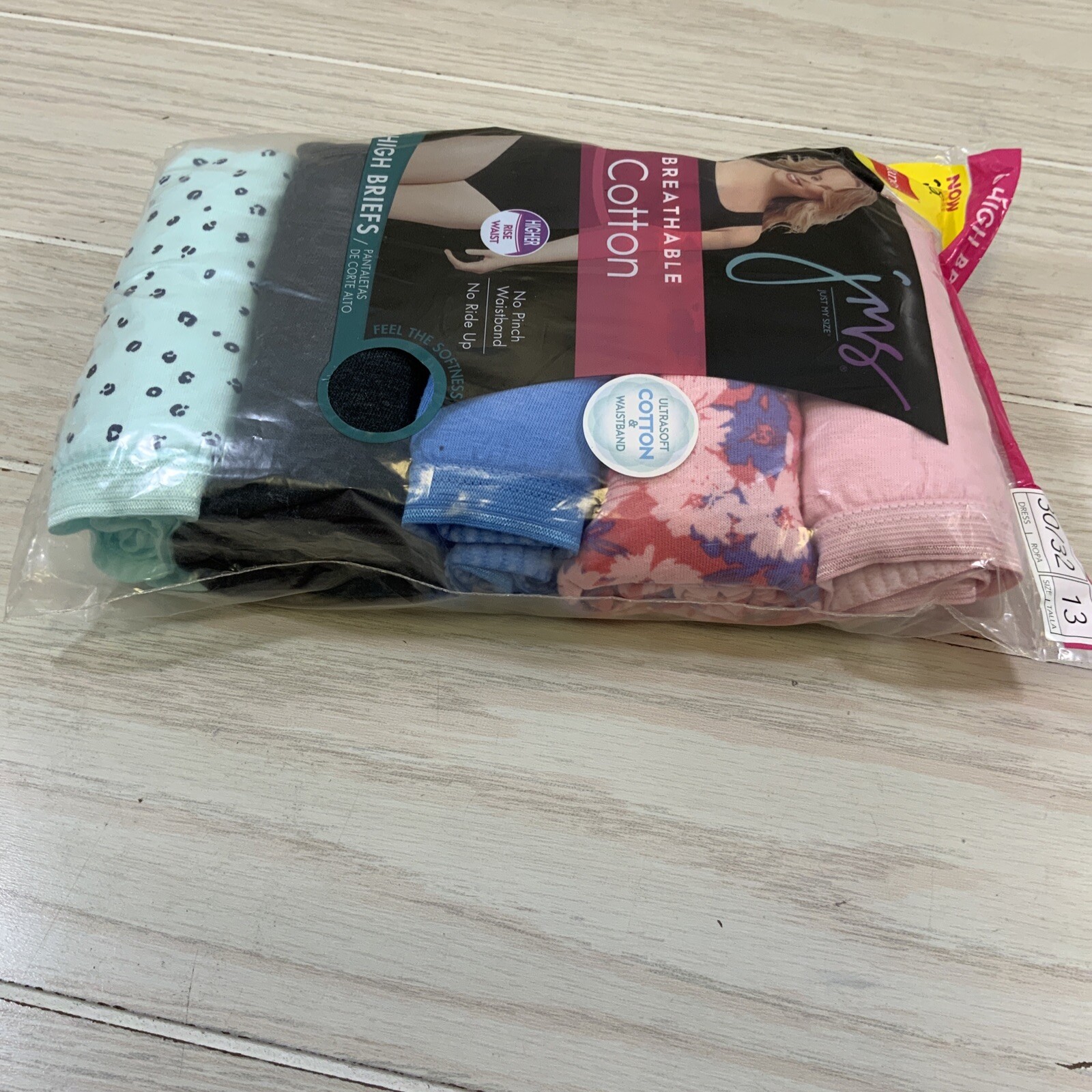 JMS Hanes 6 Pack High Cotton Briefs, Womens Size 13, Multi MSRP 16.50