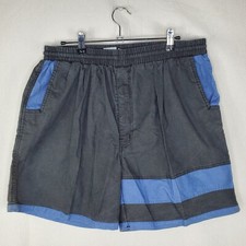 VTG 80s SUNFORCE Charcoal Gray / Blue Colorblock Surf Shorts Swim Trunks Large