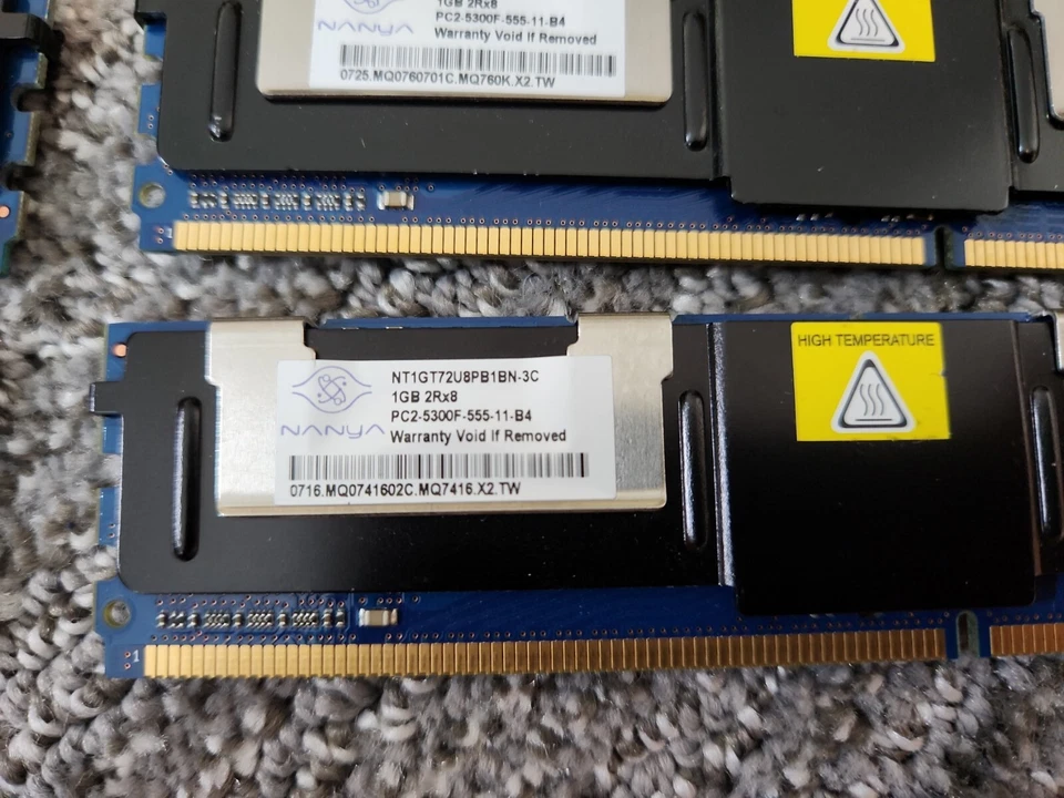 Nanya 8GB Kit 8x1GB 2Rx4 PC2-5300F-555-11-B4 ECC Server RAM NT1GT72U8PB1BN-3C - Image 2 of 3