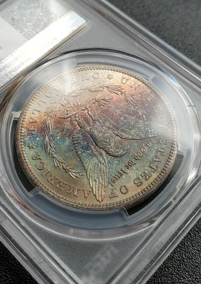 AMAZING 1879 S Morgan Silver Dollar PCGS MS67 RAINBOW TONED TONING