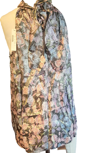 New With Tags Collection J.Crew Sz S Tie Neck Blouse Top Silver Floral Silk - Picture 4 of 8