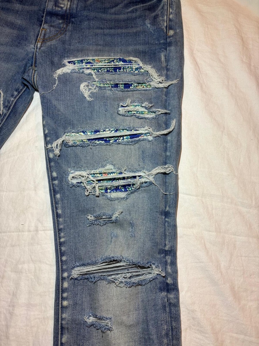 Amiri Denim Light Blue Paisley Print Jeans Size 31 | eBay