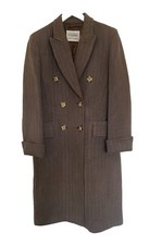 Gianfranco Ferre Brown Herringbone Overcoat Wool Blend Uk12