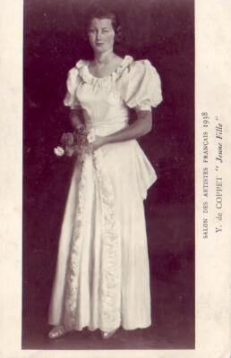 Old postcard Salon des Artistes Francais 1938 Yvonne de COPPET ''YOUNG GIRL'' in white