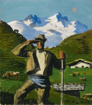 Hiker in Tirol Alfons Walde 1936 Fine Art Print   Austrian Alpine Modernism