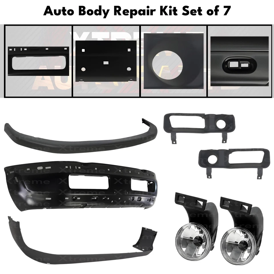 Front Bumper Primed Steel & Fog Lights Kit For 1994-2002 Dodge Ram 1500 2500 Foto 2 de 4