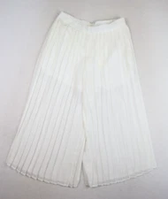 SANS SOUCI - WOMEN'S WHITE PLEATED WIDE LEG CROPPED PANTS - SIZE M - SEE PHOTOS