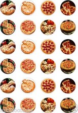 24x PRECUT PIZZA/TOPPINGS/PEPPERONI/TOMATO RICE/WAFER PAPER CUP CAKE TOPPERS